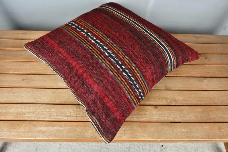 Cushion Cover, Muted Cushion Cover, 18x18 Red Cushion, Interior Designer Pillow, Turkish Kilim Pillow, Boho Pillow, Vintage Cushion Case - 2