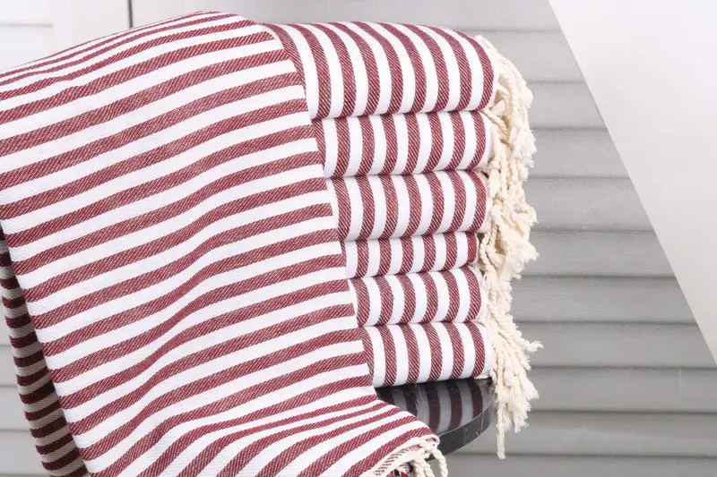 Friends Beach Towel Personalized Burgundy Striped 40x71 Inches