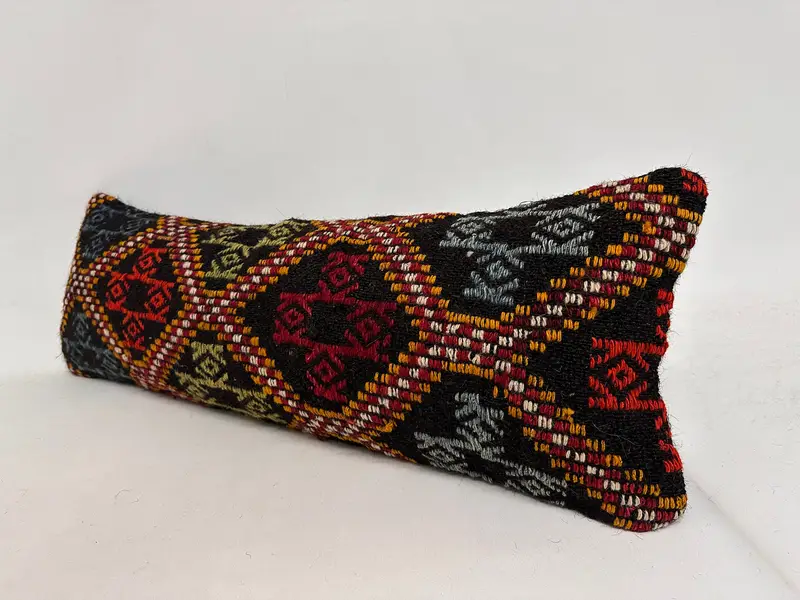 Interior Designer Pillow, Tapestry Pillow Cover, Pillow for Sofa, Sustainable Pillow, Pillow Case, Kilim Pillow, 12x36 Red Cushion Cover - 3