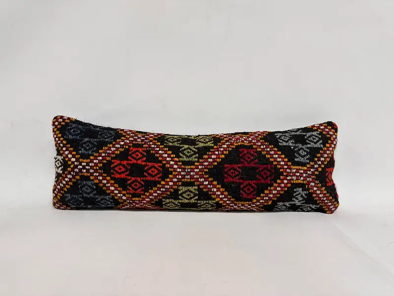 Interior Designer Pillow, Tapestry Pillow Cover, Pillow for Sofa, Sustainable Pillow, Pillow Case, Kilim Pillow, 12x36 Red Cushion Cover - 1