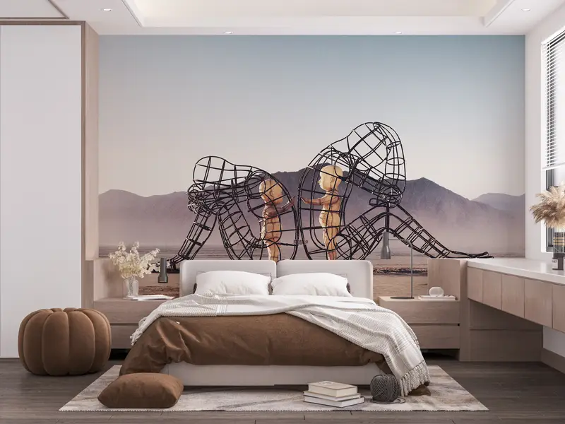 Two People Turning Their Backs On Each Other At Burning Man, Abstract Wallpaper, Alexander Milov Wall Poster, Couple Wall Art, - 5