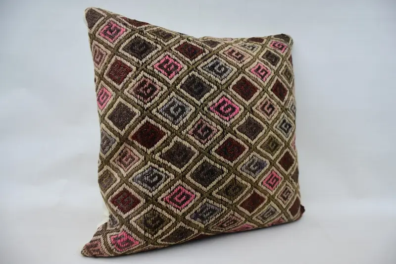 Pillow for Sofa, Chair Cushion Cover, Boho Pillow Sham Cover, Vintage Throw Cushion Cover, Antique Pillows, Pillow, 28x28 Beige Cushion Cover - 2