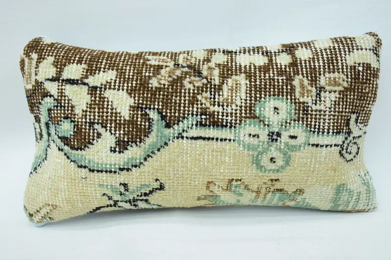 Accent Cushion, 8x16 Brown Cushion, Kilim Pillow, Pillow Sham, Vintage Kilim Pillow, Kilim Cushion Sham, Bolster Pillow Case - 1