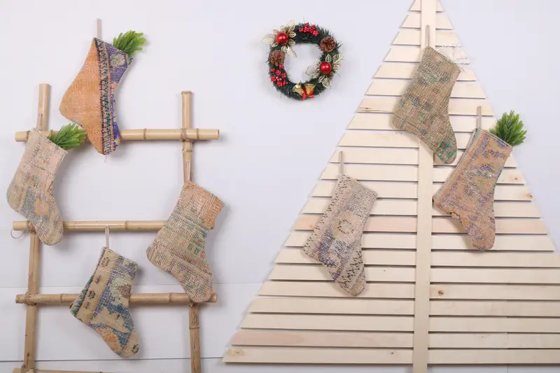 22 Inch Christmas Ornaments Pattern Stocking, Festive Holiday Stocking