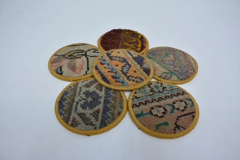 Brown and Orange Woven Coaster, Durable Non-Slip Coaster Set