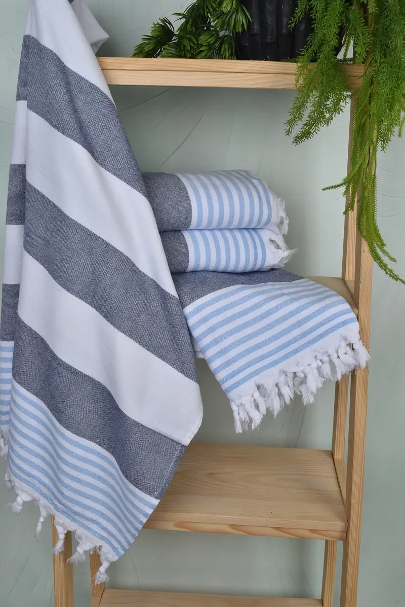 Fouta towel, Gift For Her, Luxury Beach Towel, Organic Cotton Towel, Valentines Day Gift, 68x36 Cotton Striped Terry Towel, Turkish towel - 6