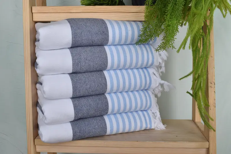 Fouta towel, Gift For Her, Luxury Beach Towel, Organic Cotton Towel, Valentines Day Gift, 68x36 Cotton Striped Terry Towel, Turkish towel - 1