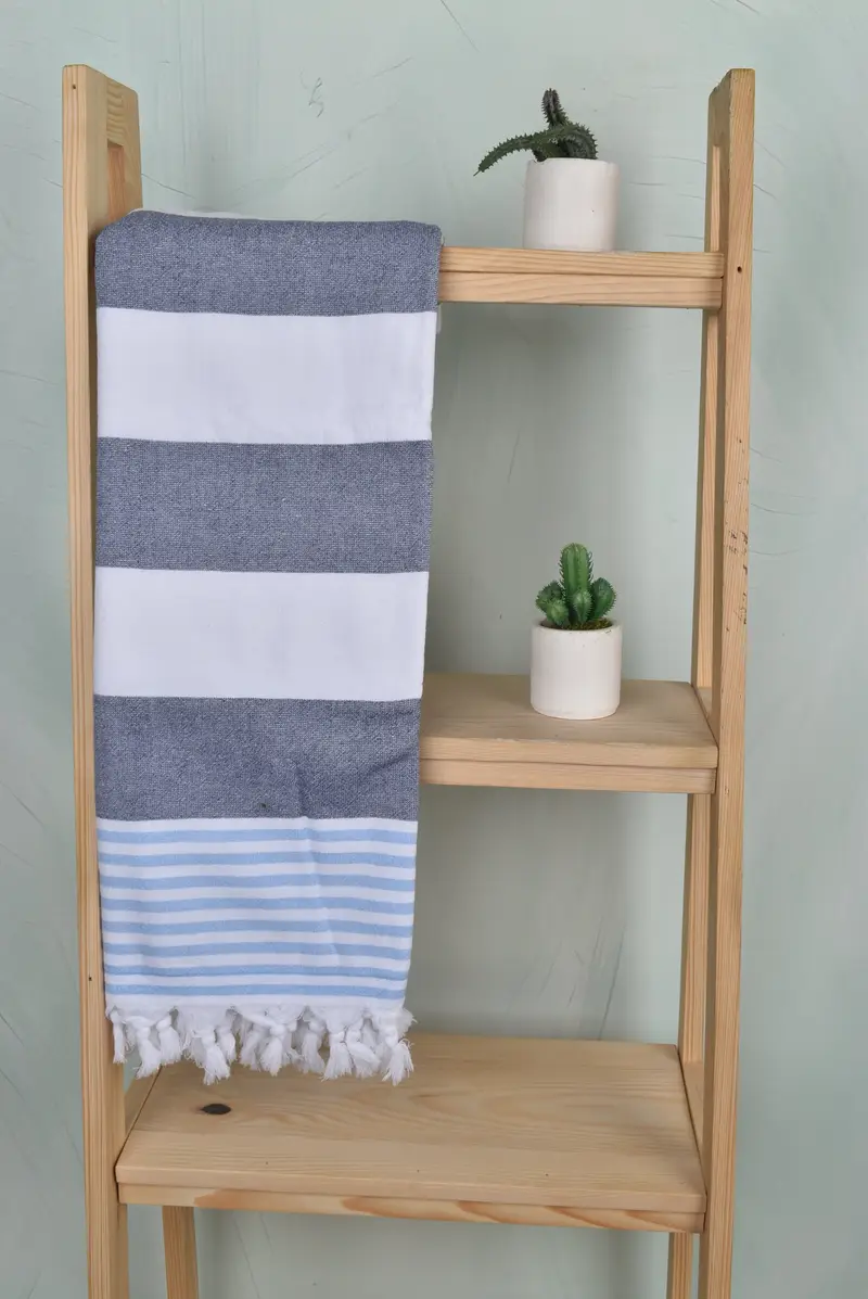 Fouta towel, Gift For Her, Luxury Beach Towel, Organic Cotton Towel, Valentines Day Gift, 68x36 Cotton Striped Terry Towel, Turkish towel - 8