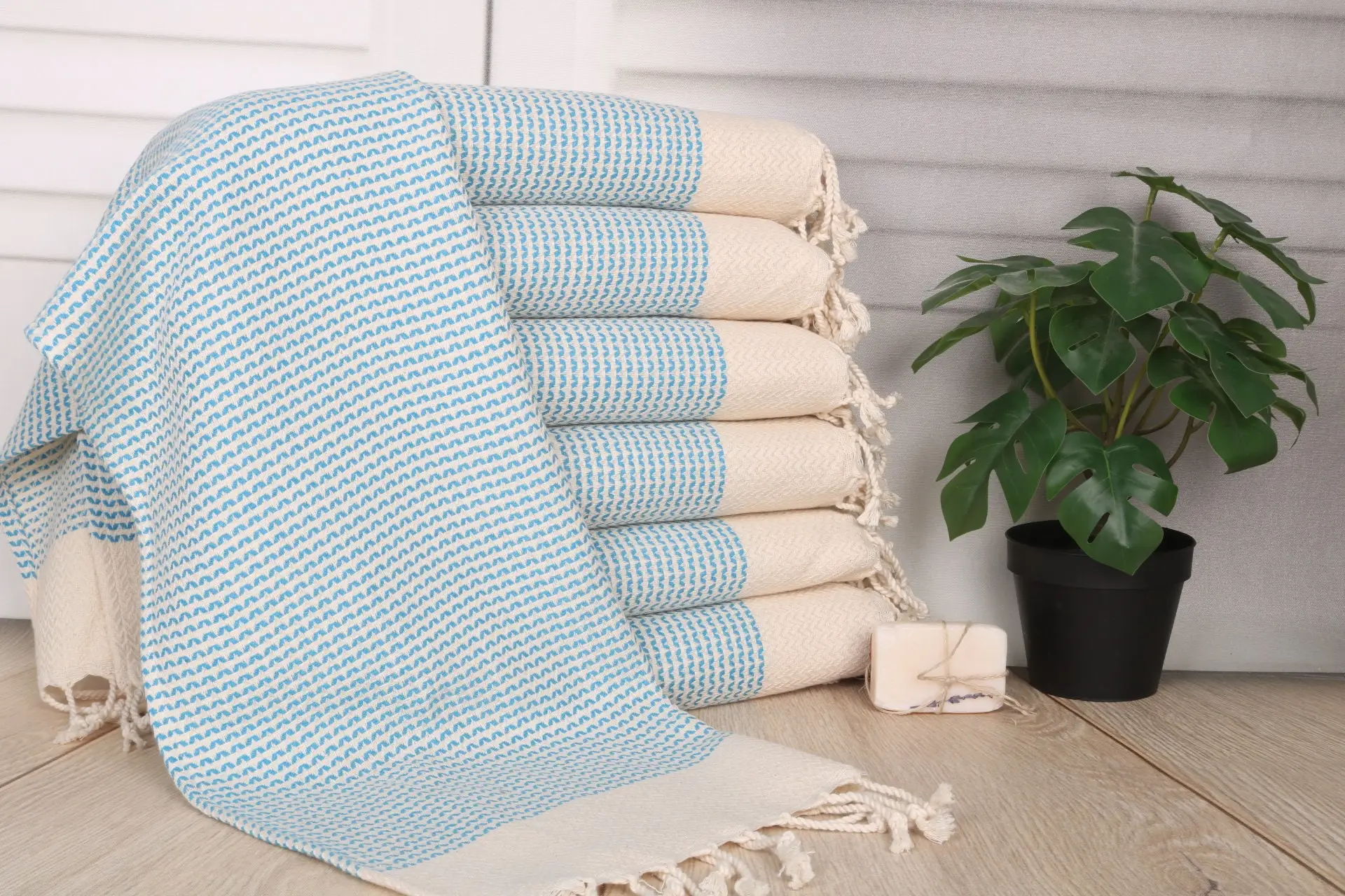 Turquoise Cotton Dish Towel 20x40 Inches, Organic Turkish Cotton - 1