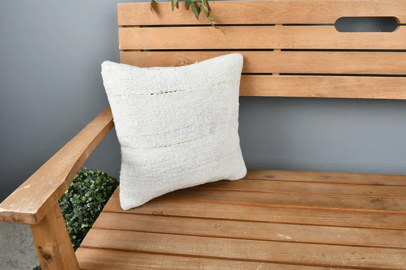 Southwestern Pillow Sham, Gift Pillow, Kilim Pillow Cover, 14x14 White Pillow Sham, Kilim Cushion Sham, Cushion Cover - 1