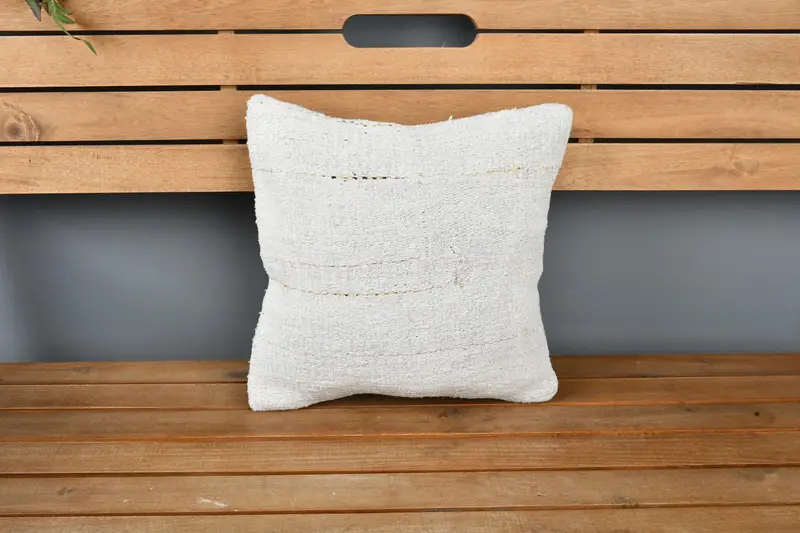 Southwestern Pillow Sham, Gift Pillow, Kilim Pillow Cover, 14x14 White Pillow Sham, Kilim Cushion Sham, Cushion Cover - 6