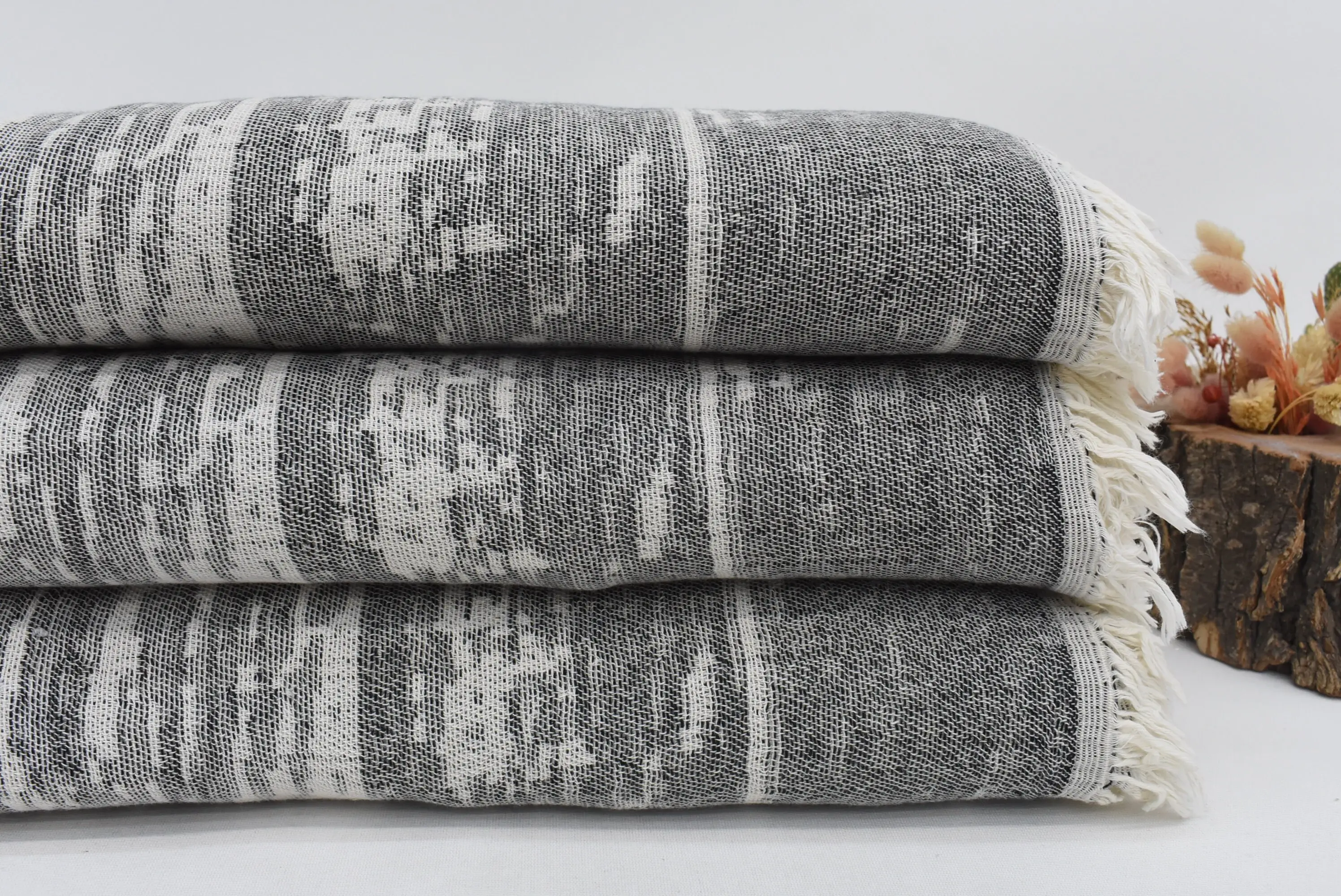 Black Camouflage Blanket Turkish Towel 83x63 Inches - 1