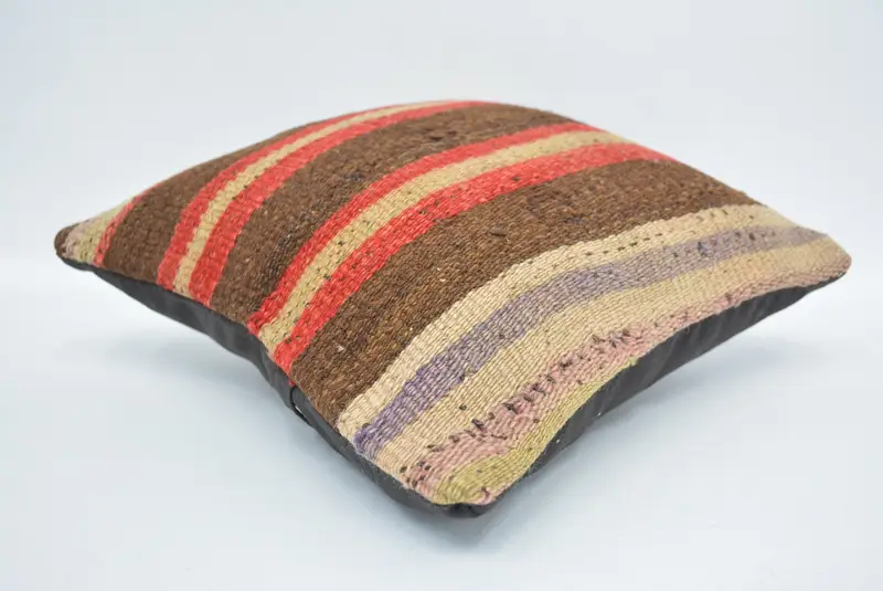 Brown & Red Embroidered Throw Pillow, 12x12 Inches Size Pillow - 6
