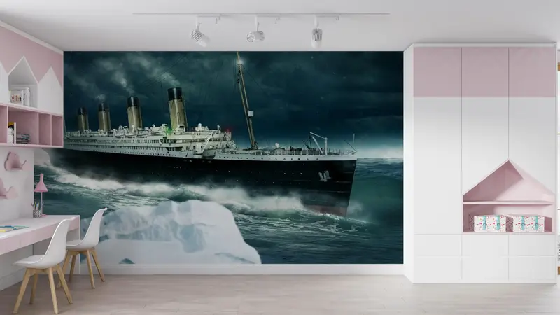 Coastal Wall Decals, Titanic Paper Art, 3D Wall Decor, 3D Wallpaper, Landscape Wall Stickers, Ship Wall Painting, Modern Wall Decal, - 7