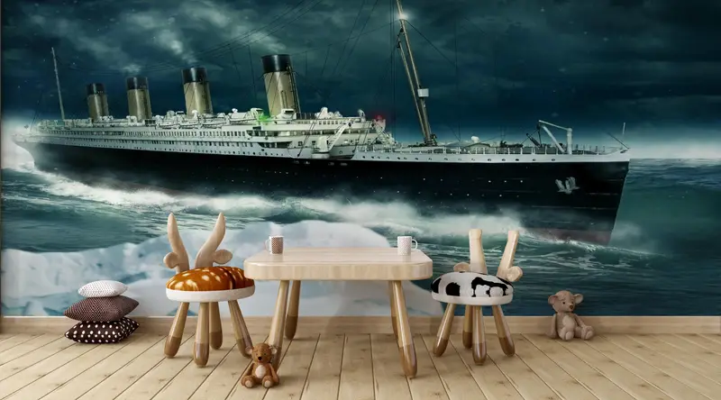 Coastal Wall Decals, Titanic Paper Art, 3D Wall Decor, 3D Wallpaper, Landscape Wall Stickers, Ship Wall Painting, Modern Wall Decal, - 9