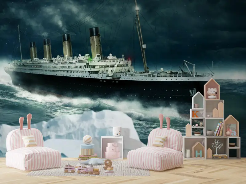 Coastal Wall Decals, Titanic Paper Art, 3D Wall Decor, 3D Wallpaper, Landscape Wall Stickers, Ship Wall Painting, Modern Wall Decal, - 2