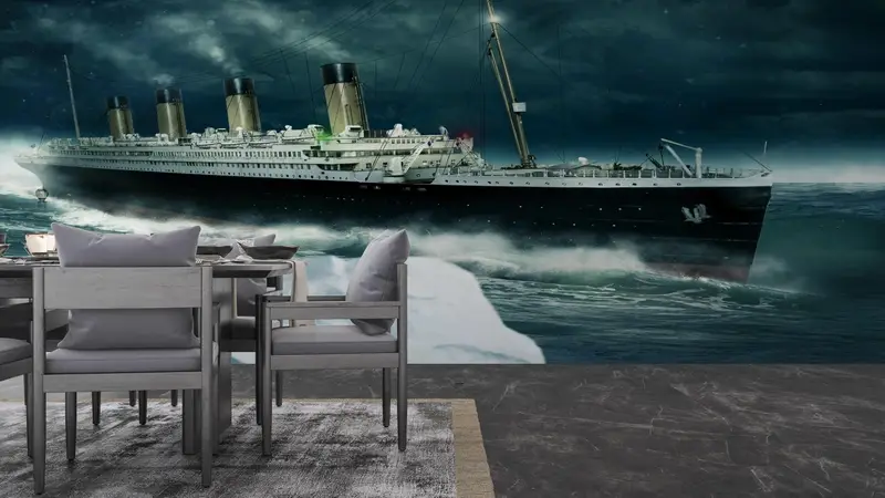 Coastal Wall Decals, Titanic Paper Art, 3D Wall Decor, 3D Wallpaper, Landscape Wall Stickers, Ship Wall Painting, Modern Wall Decal, - 8
