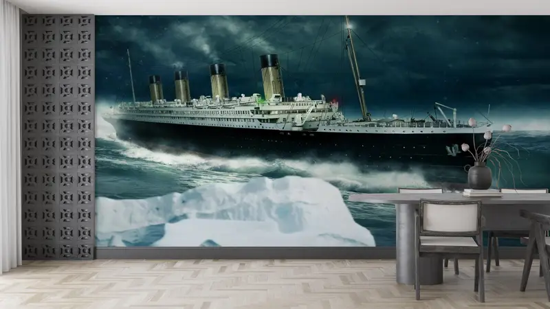 Coastal Wall Decals, Titanic Paper Art, 3D Wall Decor, 3D Wallpaper, Landscape Wall Stickers, Ship Wall Painting, Modern Wall Decal, - 5