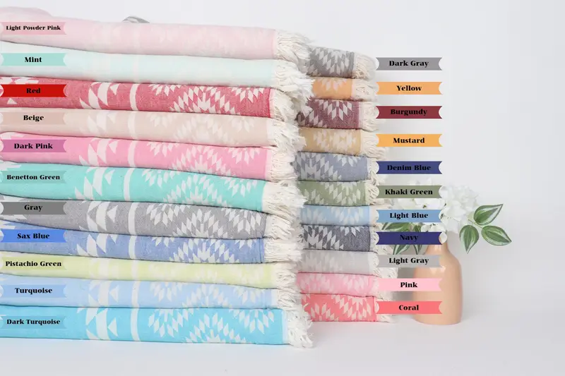 Turkish bath towel, 70x36 Cotton Kilim Towel, Bachelorette Party Favors Beach, Custom Wedding Gifts, Embroidered Towel, Oversized Beach Towel - 1