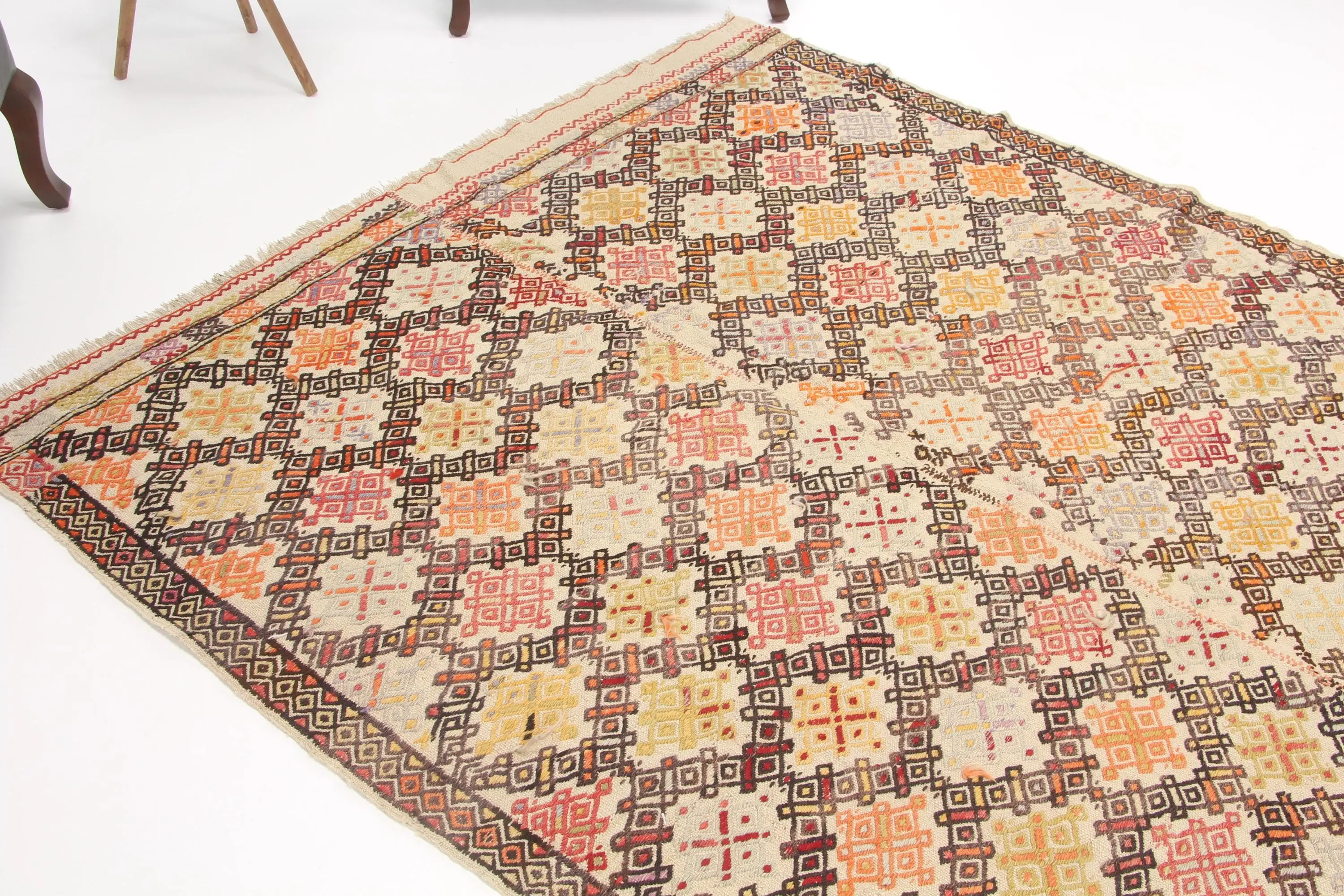 Türkischer Teppich, 5,8 x 7,7 Fuß großer Vintage-Teppich, rot-orangefarbener Pflanzen- und Baumteppich - 1