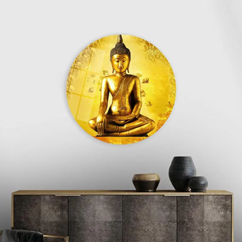 Golden Buddha Serenity: Bedruckte Leinwand für Zen-Yoga-Dekor