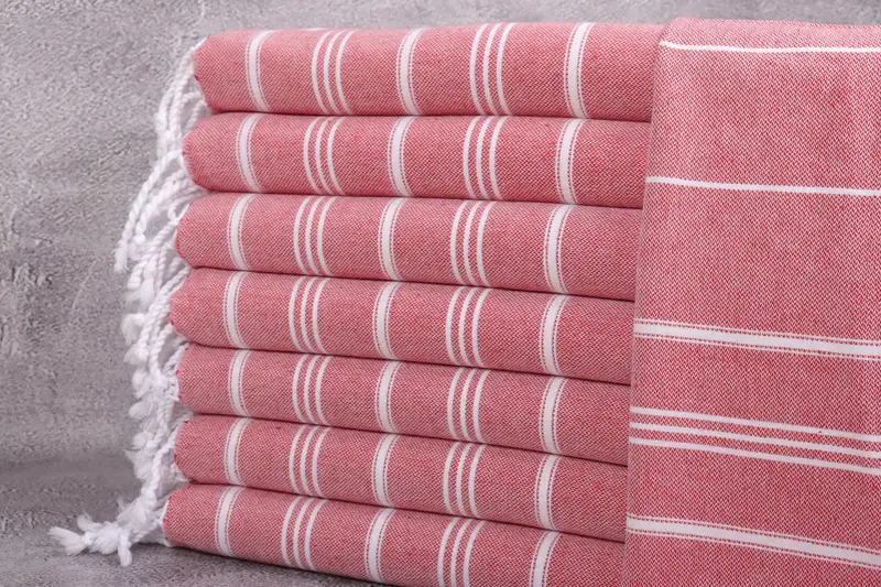 Toalla de Mano de Algodón Turco Rayas Beige, 24x40 Pulgadas