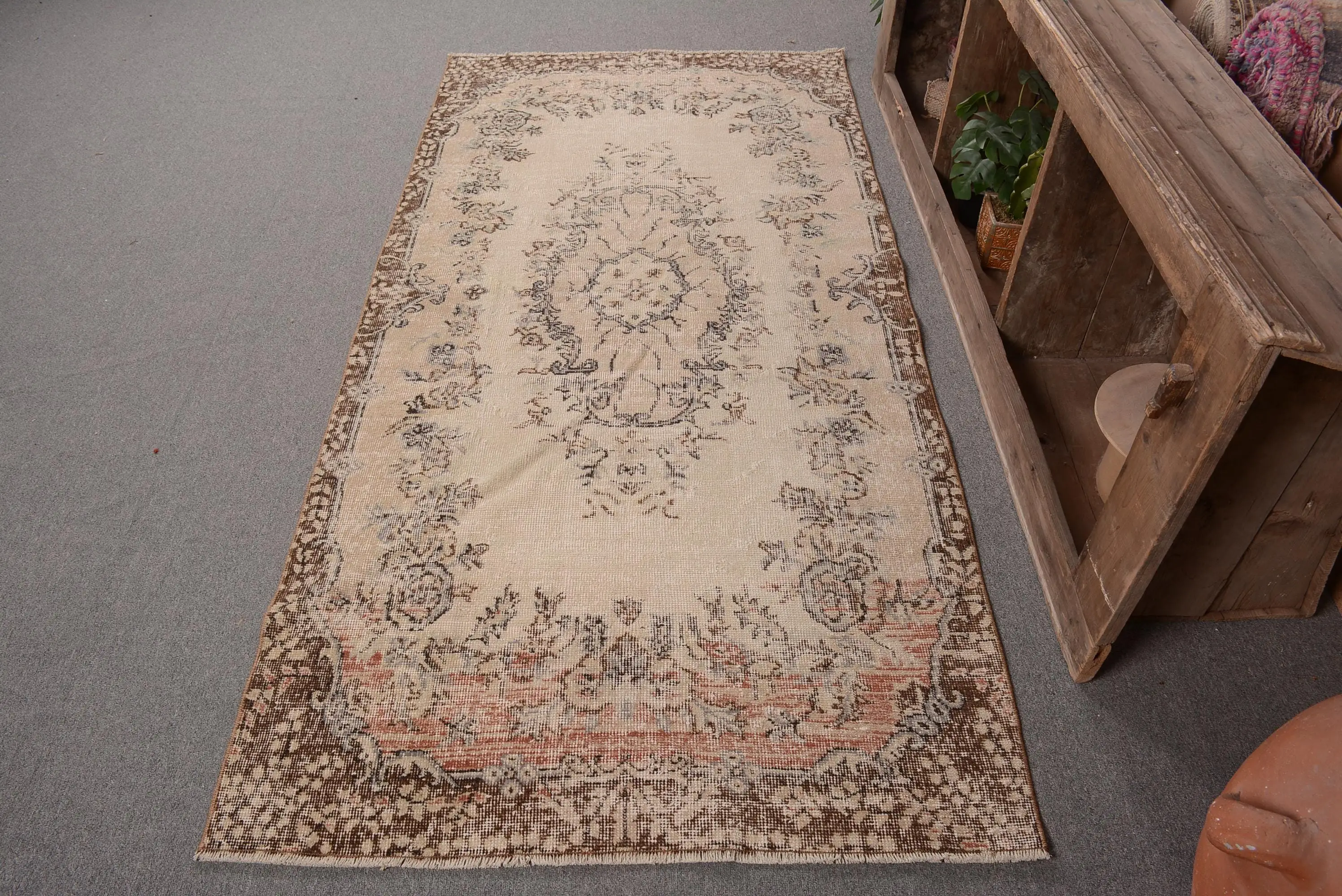 Bej ve Kahverengi Patchwork Halı, 3,5x7,3 ft Şık Dekor - 1