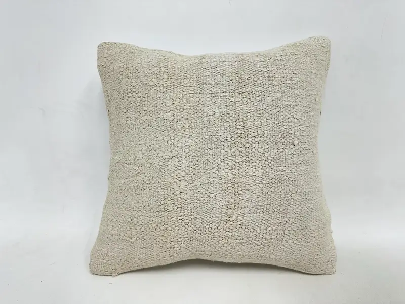Pillow Cover, Handmade Kilim Cushion, Kilim Pillow Cover, Morroccon Kilim Cushion Cushion Cover, 16x16 Beige Cushion Cover, Pillow for Sofa - 1
