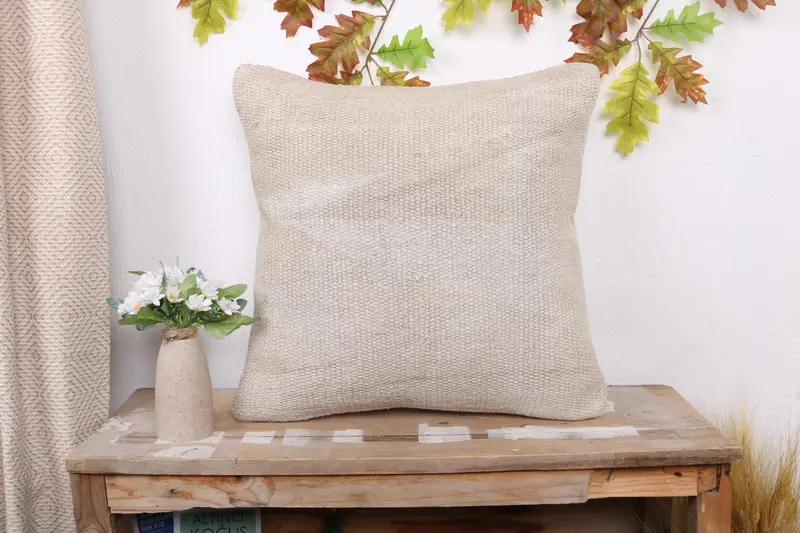 Boho Pillow, Cushion, Vintage Kilim Pillow, Southwestern Cushion Cover, Gift Pillow, 20x20 White Pillow, Lounge Throw Cushion Case - 1