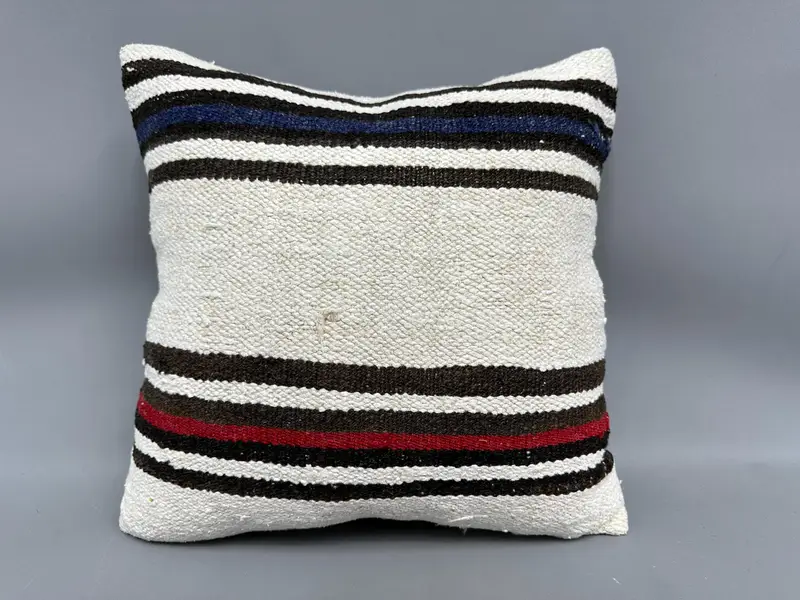 Cotton Pillow Case, Pet Cushion, 18x18 White Cushion Cover, Vintage Kilim Throw Pillow, Turkish Kilim Pillow, Pillow for Couch, Pillow Cover - 4