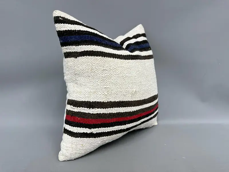 Cotton Pillow Case, Pet Cushion, 18x18 White Cushion Cover, Vintage Kilim Throw Pillow, Turkish Kilim Pillow, Pillow for Couch, Pillow Cover - 2