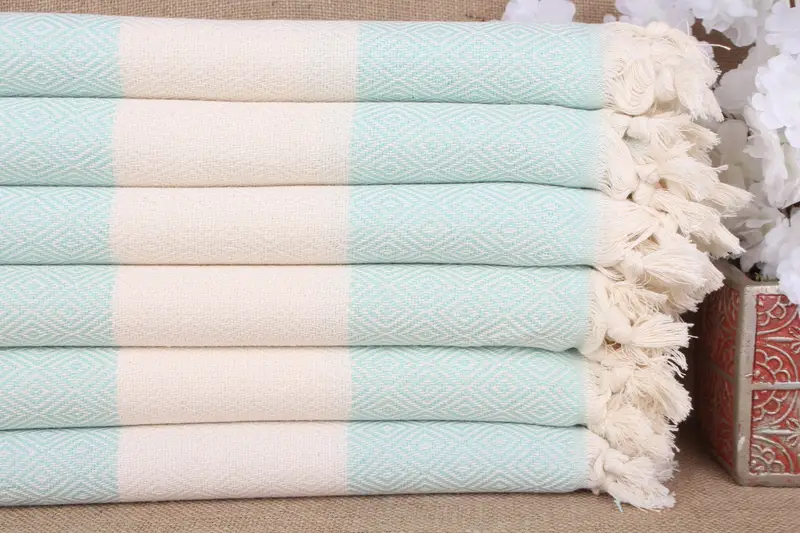 Bulk Gift Turkish Towel Mint Diamond, Organic Cotton, 40x71 Inches