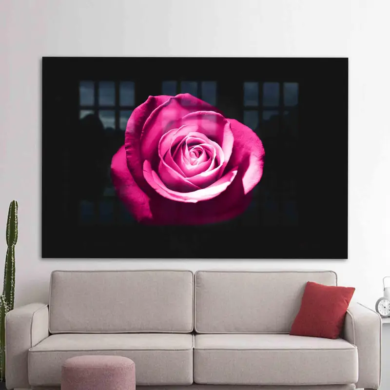 Elegant Printed Glass: Pink Rose Contemporary Design