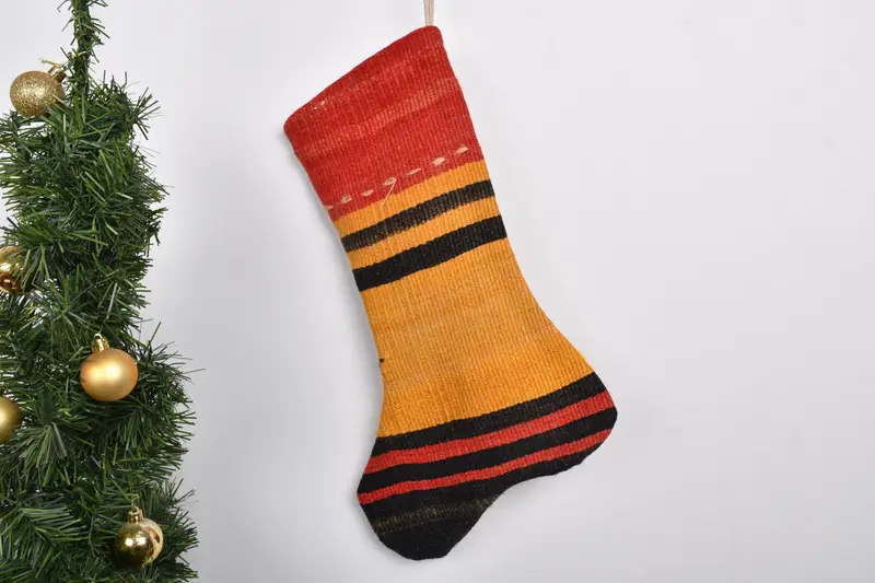 Noel Süsleri Desenli, 7 İnç Kilim Etnik Çorap
