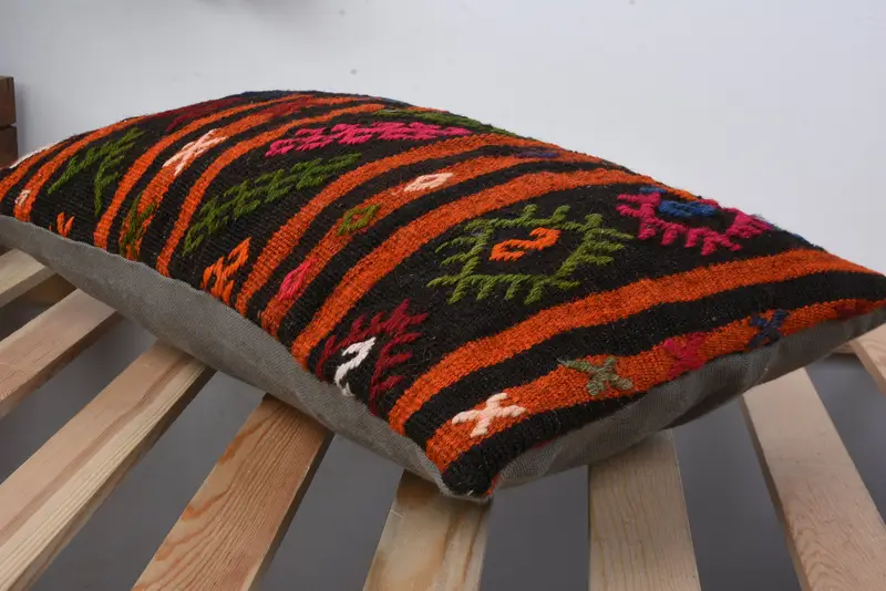 Gift Pillow, Pillow Case, Throw Kilim Pillow, 12x20 Red Pillow Cover, Vintage Kilim Throw Pillow, Handwoven Pillow Cover Pillow Case - 6