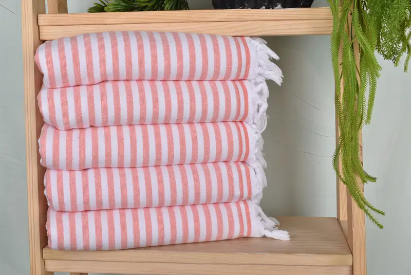 Terry Striped Towel Orange Cotton Towel, 36x71 Inches
