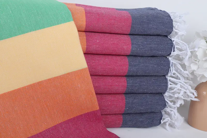 Regalos de boda personalizados Toalla de algodón turco Naranja-Verde Beige, 40x71 pulgadas