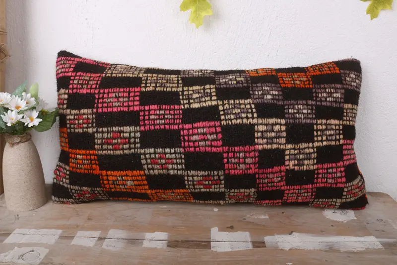 Vintage Kilim Pillow, Pillow, Couch Cushion, Vintage Kilim Throw Pillow, Boho Pillow, 12x24 Pink Pillow Cover, Wholesale Cushion, Traditional Pillow - 2