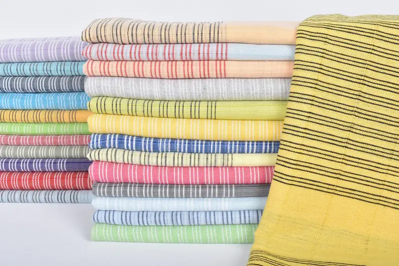 Personalized Organic Coral-red Striped Bath Towel, 70x40 Inches