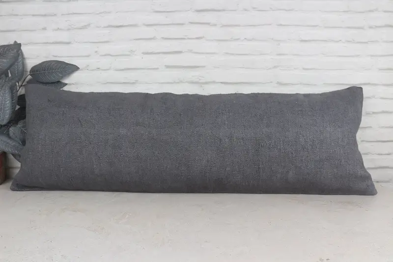 Handwoven Pillow, Bench Pillow, 16x48 Brown Pillow Cover, Authentic Cushion Cover, Home Decor Pillow, Pillow Case, Kilim Cushion Sham, Gift Pillow - 1