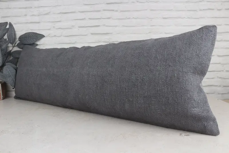 Handwoven Pillow, Bench Pillow, 16x48 Brown Pillow Cover, Authentic Cushion Cover, Home Decor Pillow, Pillow Case, Kilim Cushion Sham, Gift Pillow - 4