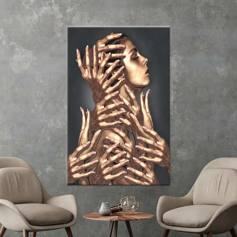 Impresión de lienzo de mujer surrealista abstracta - Arte de pared elegante