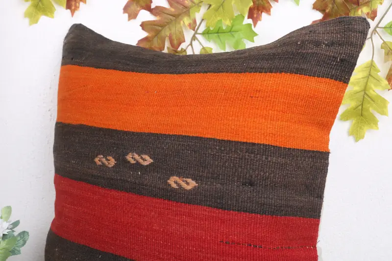 Kilim Pillow Cover, Antique Pillows, 20x20 Red Cushion Cover, Cushion, Handmade Kilim Cushion, Colorful Pillow Cover, Neutral Pillow Cover - 5