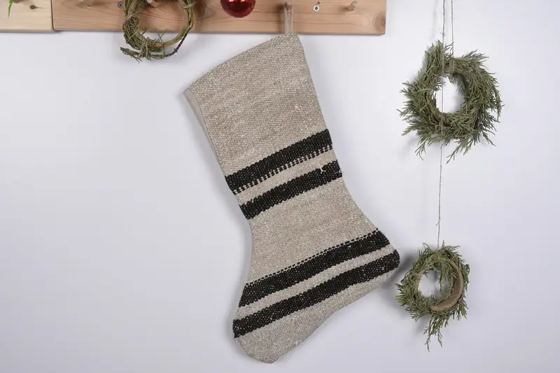 Festive Christmas Ornaments Pattern, Kilim-Style Christmas Stocking