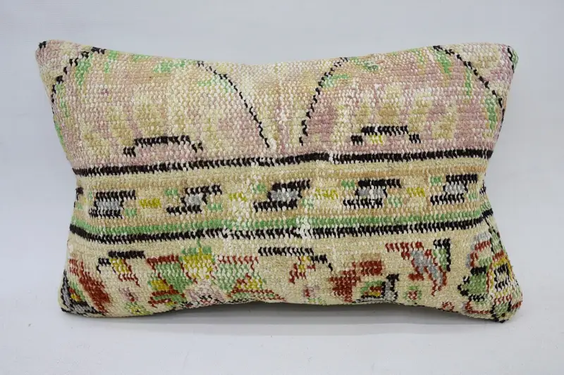 Ethnic Pillow Cover Cushion Case, Kilim Pillow Cover, Cushion Cover, Handmade Kilim Cushion, Antique Pillows, 12x20 Pink Cushion Cover - 4