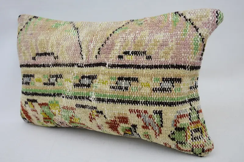 Ethnic Pillow Cover Cushion Case, Kilim Pillow Cover, Cushion Cover, Handmade Kilim Cushion, Antique Pillows, 12x20 Pink Cushion Cover - 3