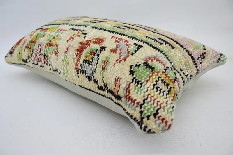 Ethnic Pillow Cover Cushion Case, Kilim Pillow Cover, Cushion Cover, Handmade Kilim Cushion, Antique Pillows, 12x20 Pink Cushion Cover - 6