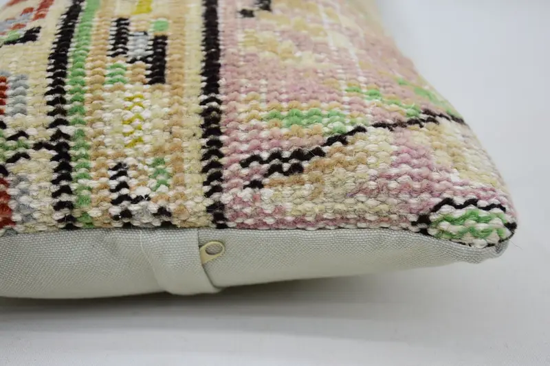 Ethnic Pillow Cover Cushion Case, Kilim Pillow Cover, Cushion Cover, Handmade Kilim Cushion, Antique Pillows, 12x20 Pink Cushion Cover - 5