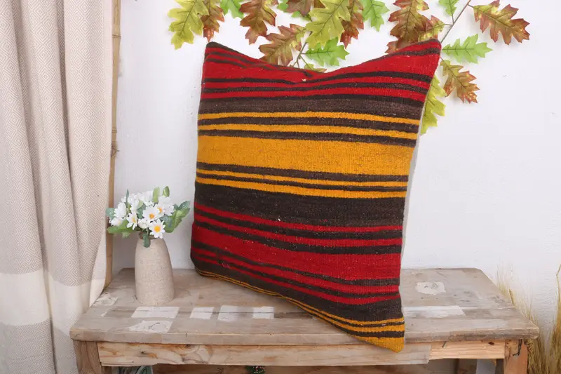 Antique Pillows, Chair Pillow Sham, Pillow, Outdoor Bolster Cushion Case, 20x20 Red Cushion, Kilim Cushion Sham, Pillow for Sofa - 4