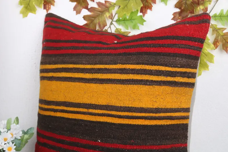 Antique Pillows, Chair Pillow Sham, Pillow, Outdoor Bolster Cushion Case, 20x20 Red Cushion, Kilim Cushion Sham, Pillow for Sofa - 5